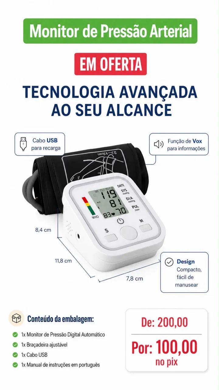 Monitor de Pressão Arterial - DIGITAL (BRAÇO) - Foto 3