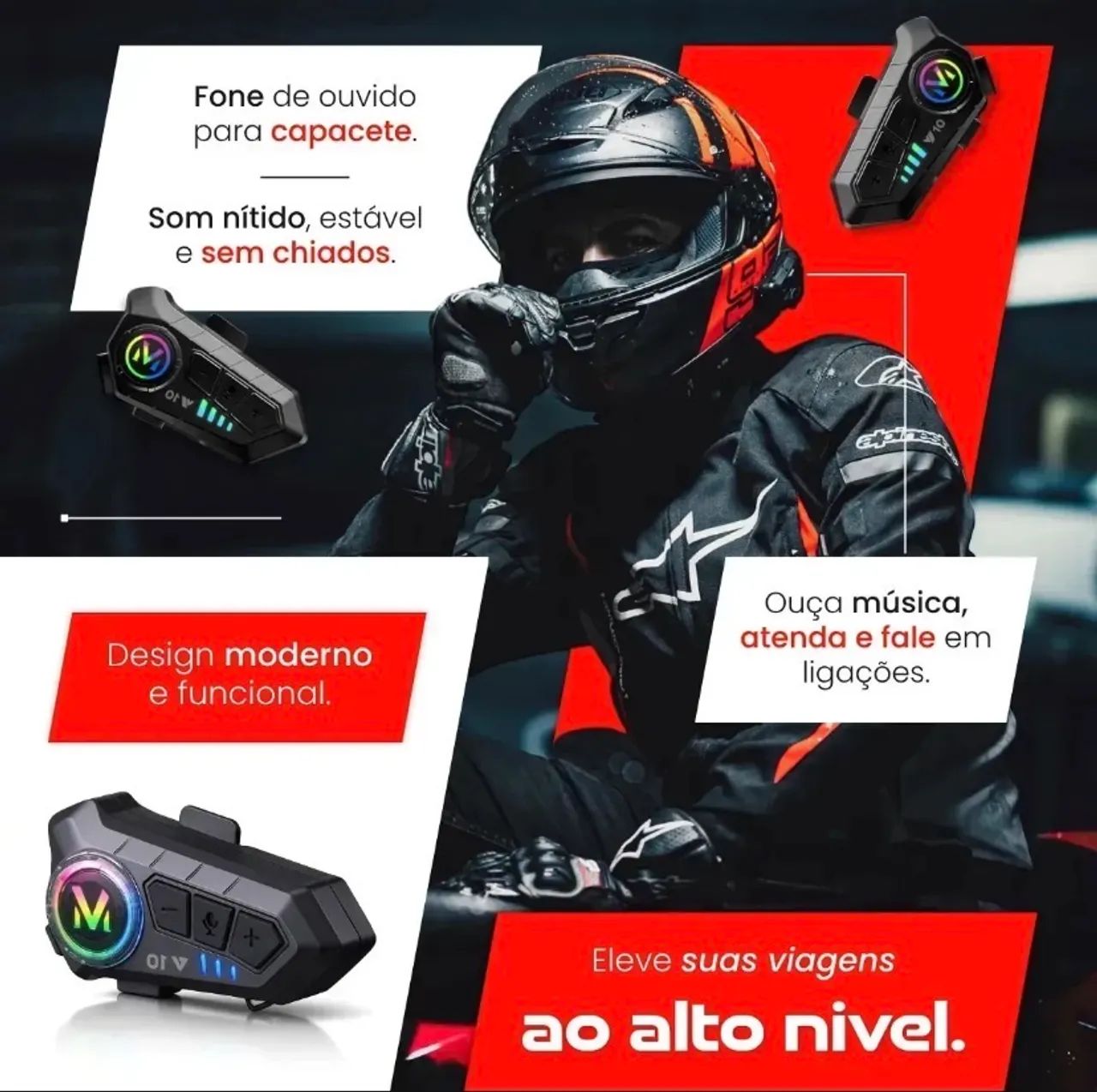 Intercomunicador Bluetooth para capacete/ motoqueiro - Foto 2