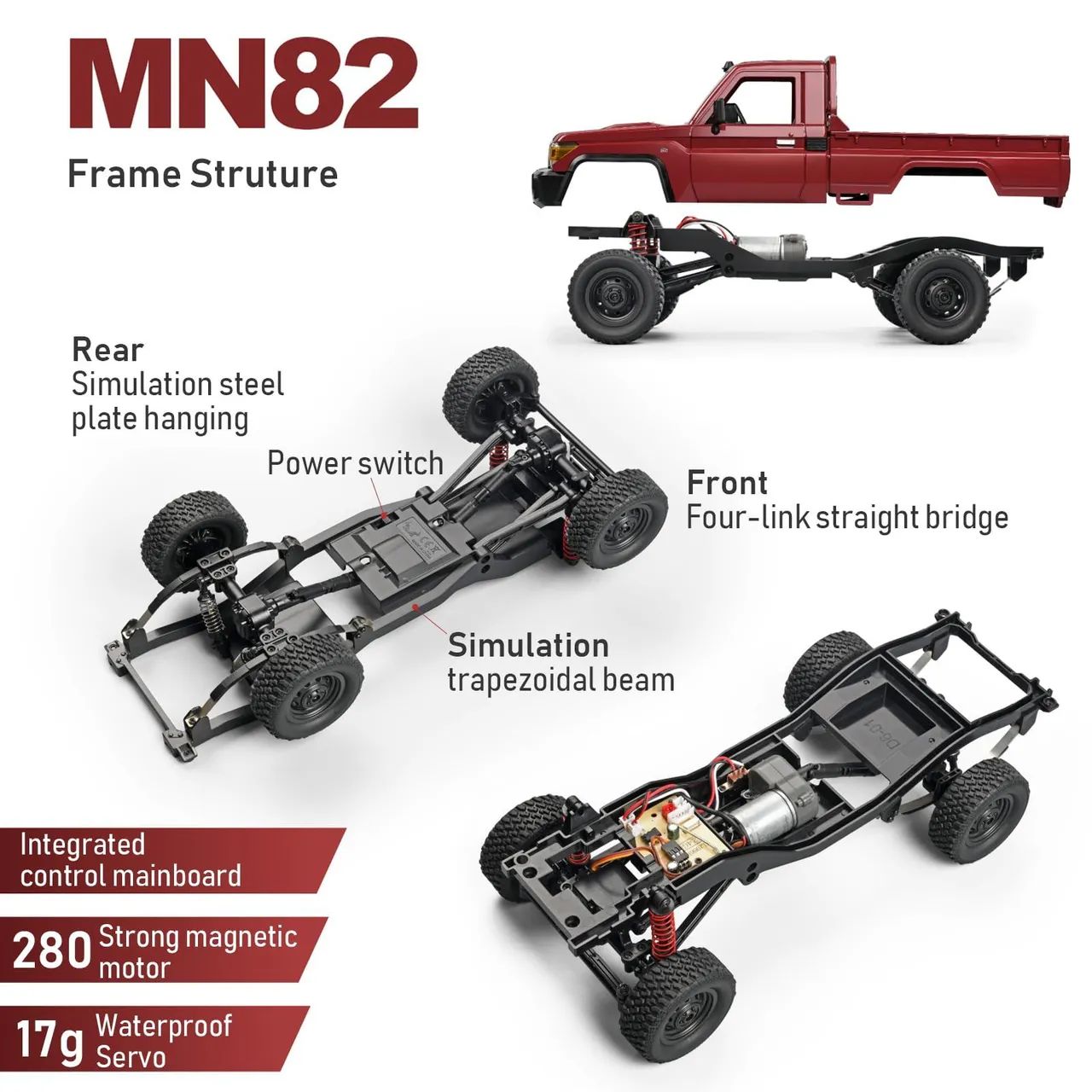 Automodelo Mn82 4x4 RC Crawler escala 1 12 - Foto 5