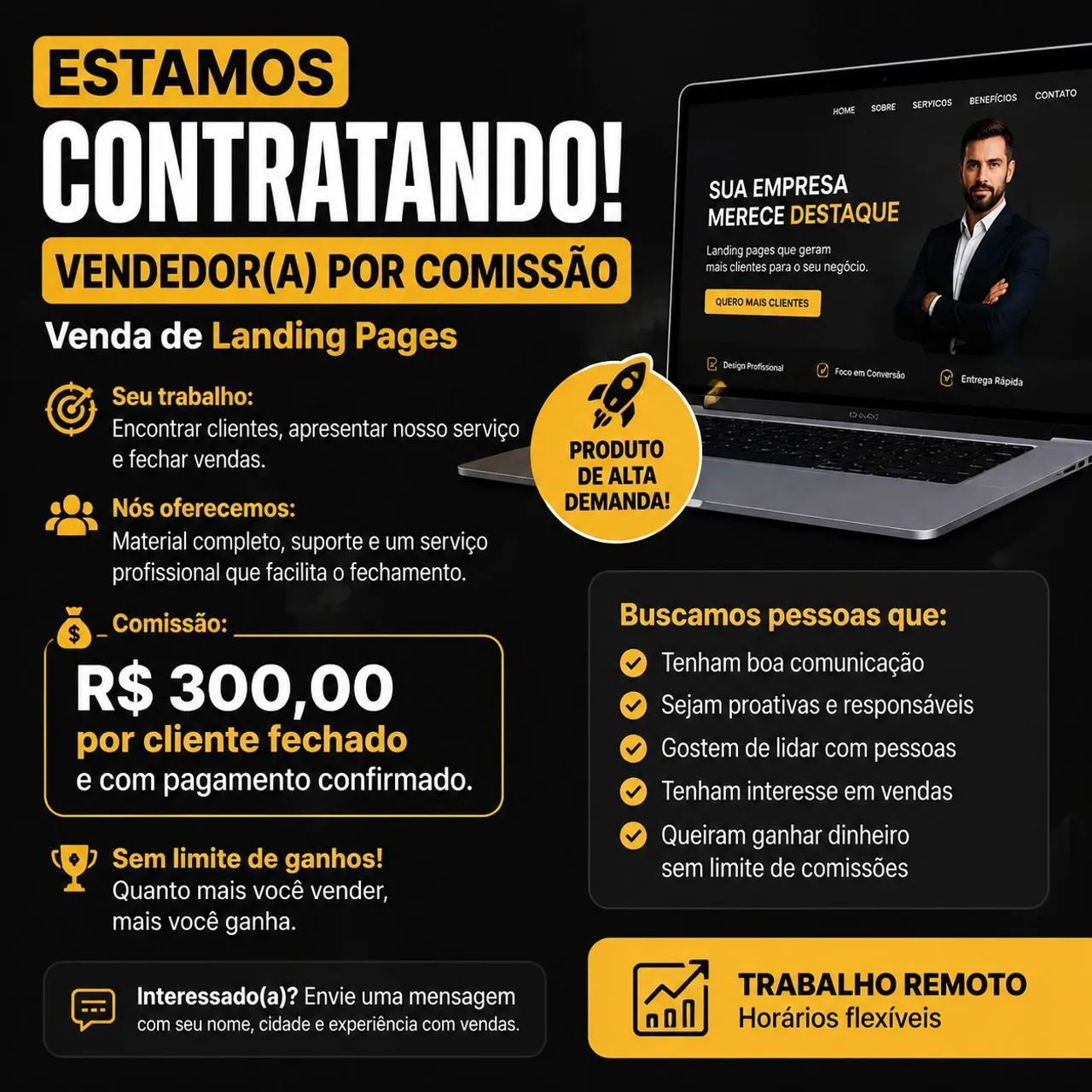 Vendedor(a) Home Office Ganhe R$ 200 por venda!