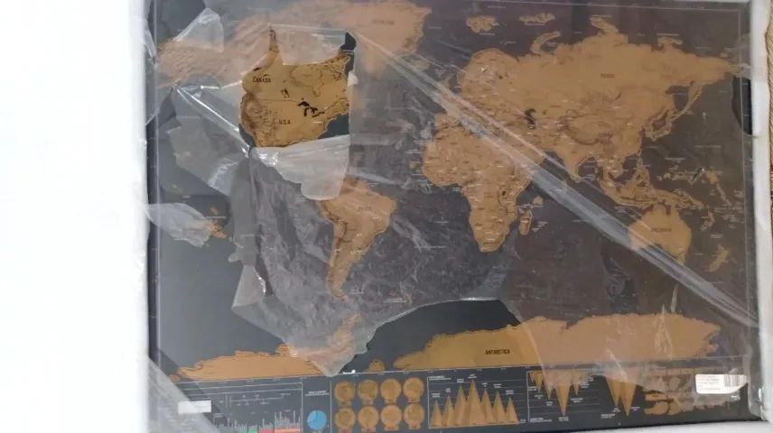 Quadro Mapa Mundi Raspadinha (Scratch Map) - Edição Deluxe Black - MDF - Foto 3