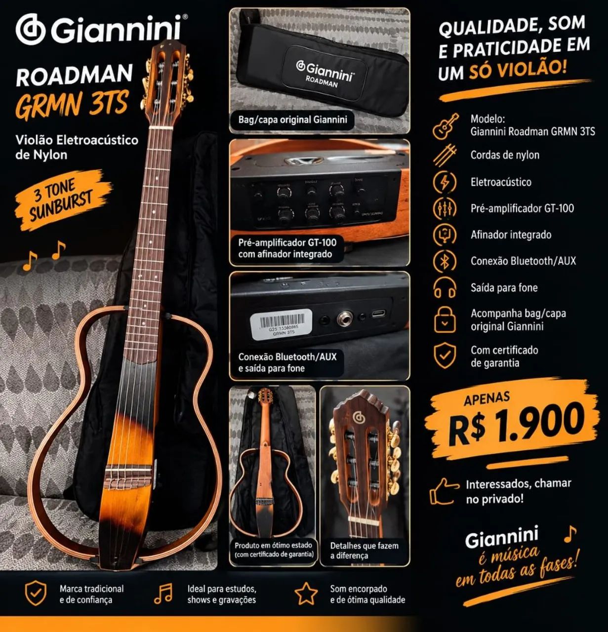 VIOLÃO GIANNINI ROADMAN GRMN 3TS