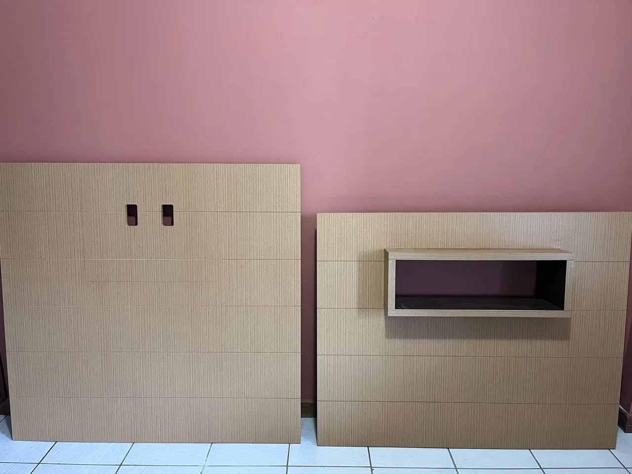 Conjunto de 2 Painéis de MDF para TV/Decoração - Madeira Clara - Foto 3