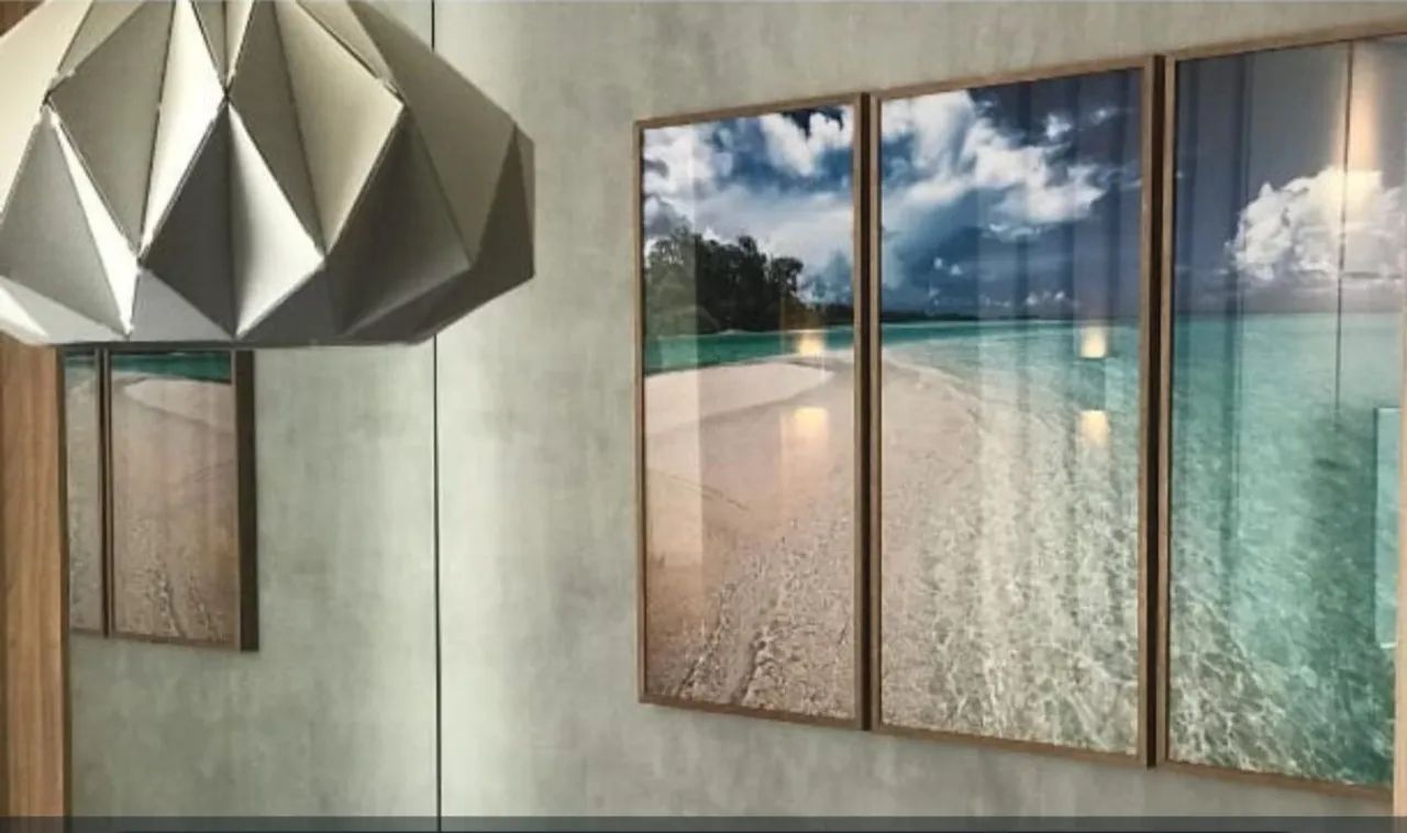 Conjunto de Quadros Decorativos - Paisagem de Praia<br>