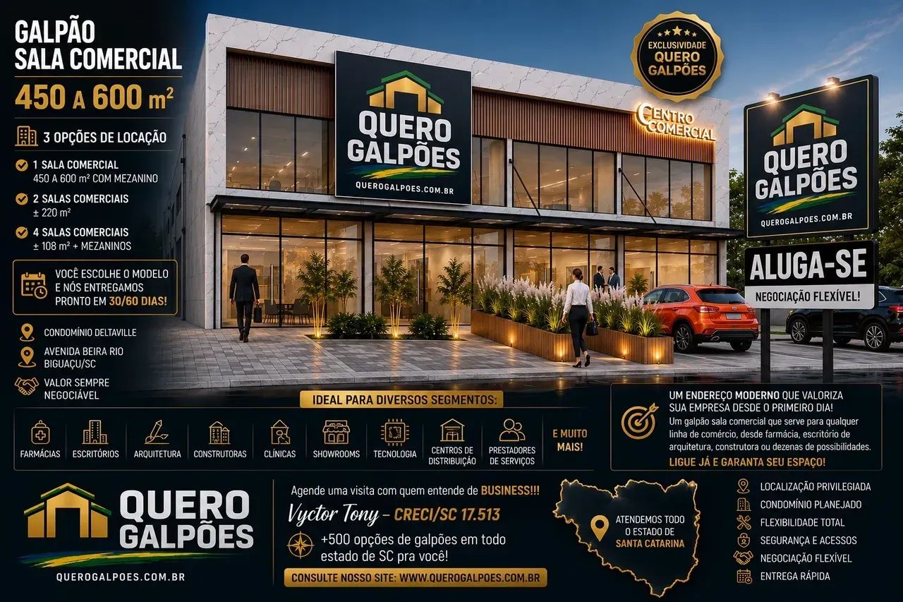 Galpões de 450/600 m2 Biguaçu sc Bairro Delta Ville