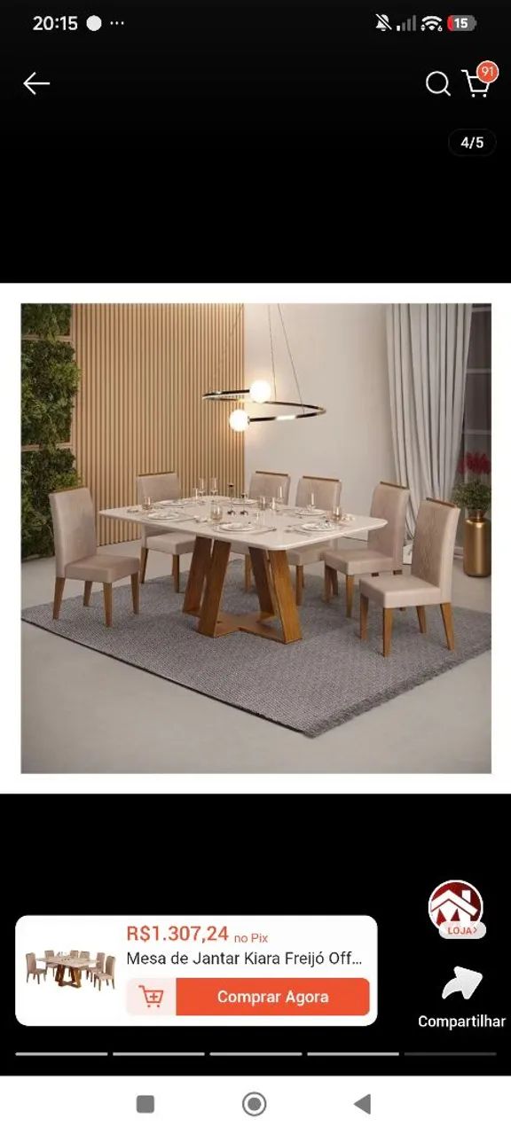 Mesa com 6 cadeiras 
