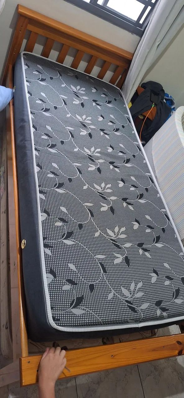 CAMA SOLTEIRO MADEIRA + COLCHÃO  - Foto 3