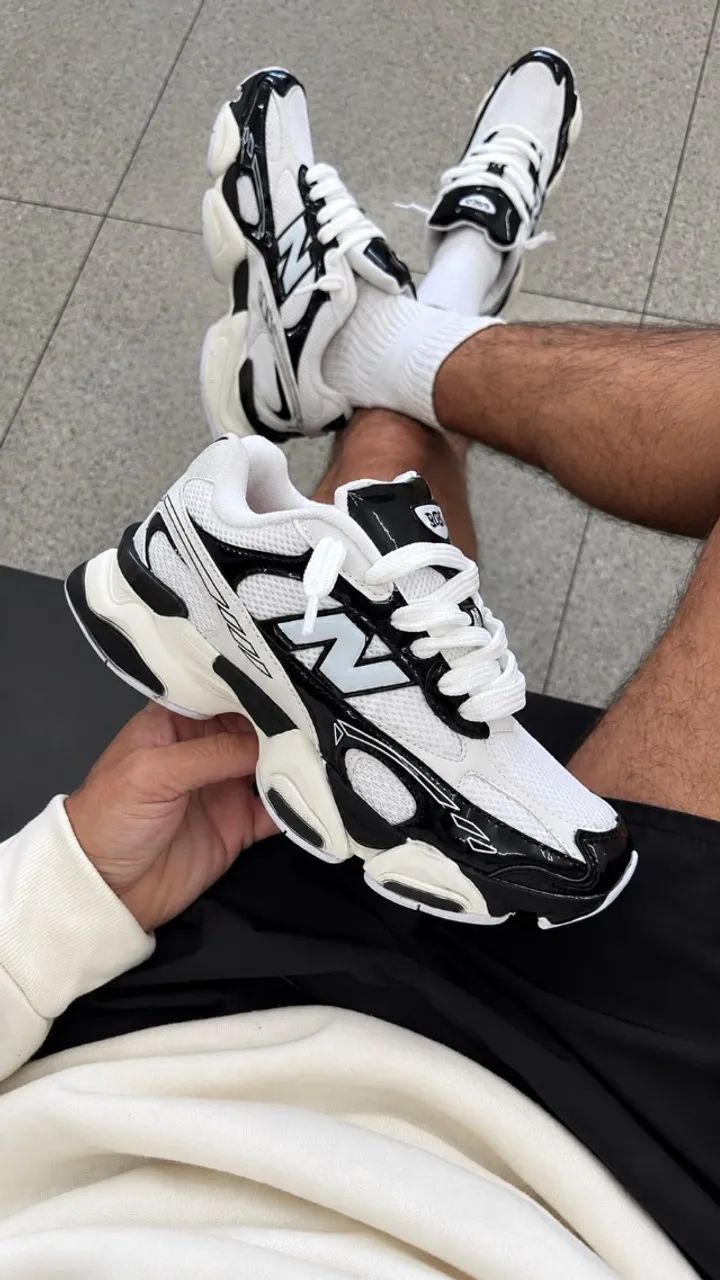 Tênis Masculino New Balance 9060 Sintético Branco/Preto Unissex