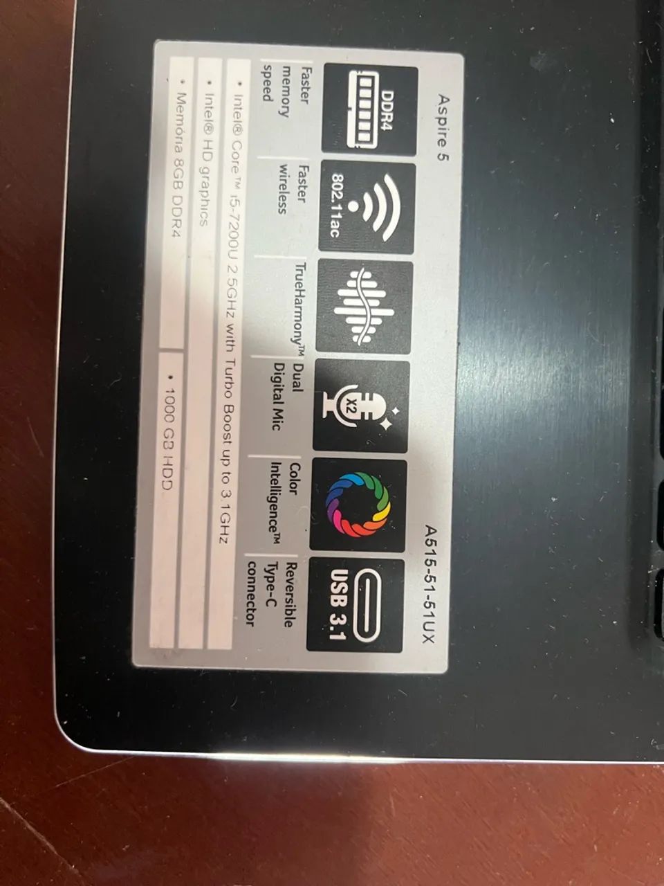 Notebook Acer Aspire 5 com 8gb RAM 7th corei5  - Foto 5