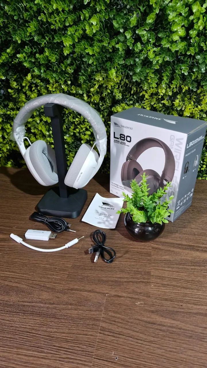 Headset Gamer SMAILWOLF L80 3 Modos Bluetooth, Wireless e Com Fio - Branco - Foto 4