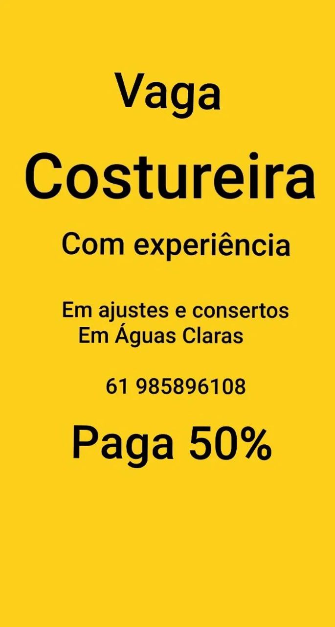 Costureira com experiência 50% ajustes e consertos 