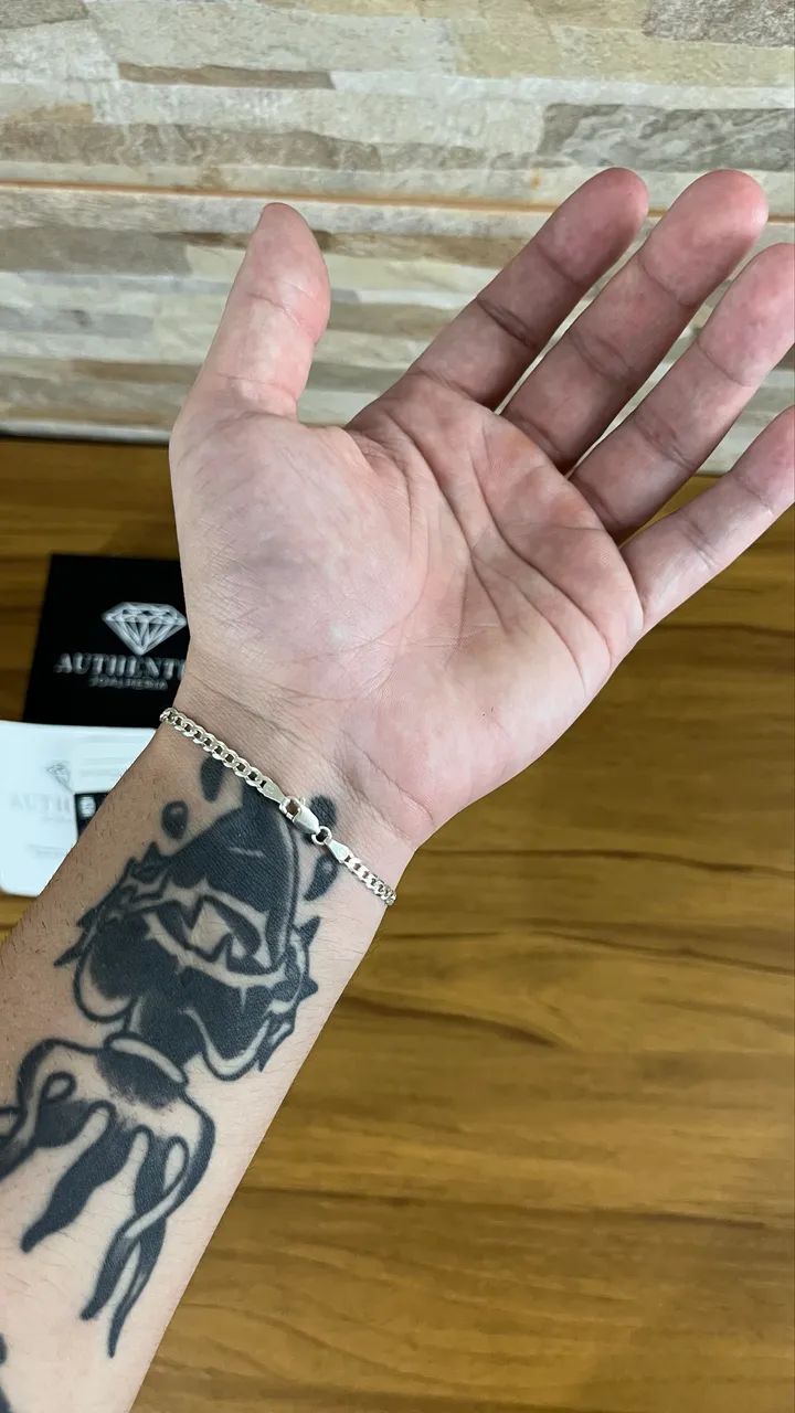 Pulseira cordão grumet 3mm 20cm Prata 925 Legitima  - Foto 3
