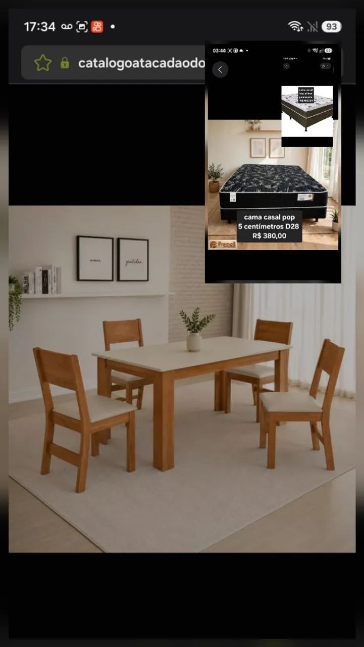 MESA 4C SAO CARLOS MILENA RETANGULAR 108X68 CINAMOMO/OFF WHITE