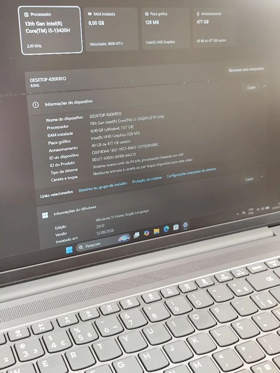 NOTEBOOK LENOVO i5 13ª/8GB RAM/512GB SSD - Foto 2