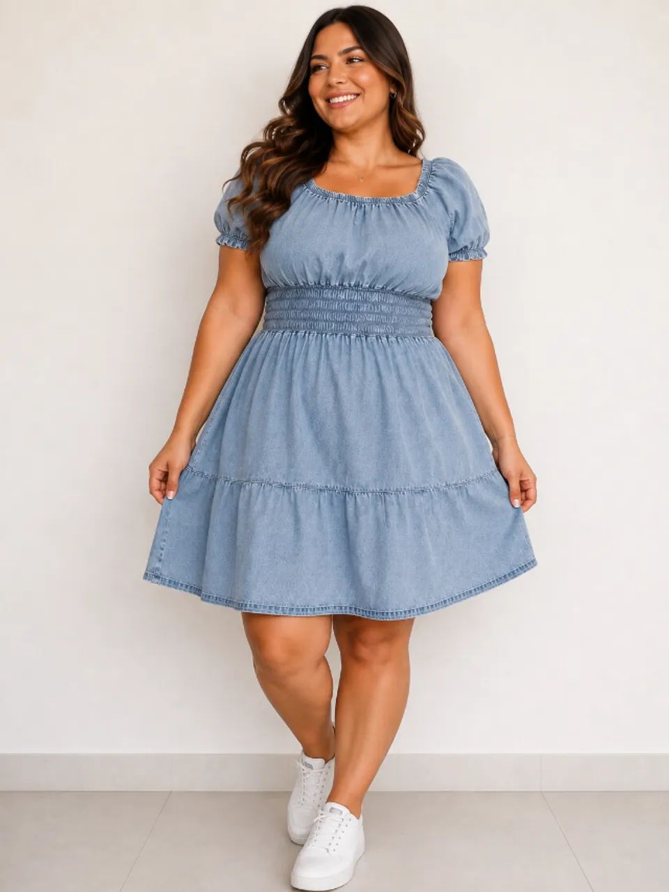 Vestido Jeans Feminino com Lastex na Cintura - Foto 2
