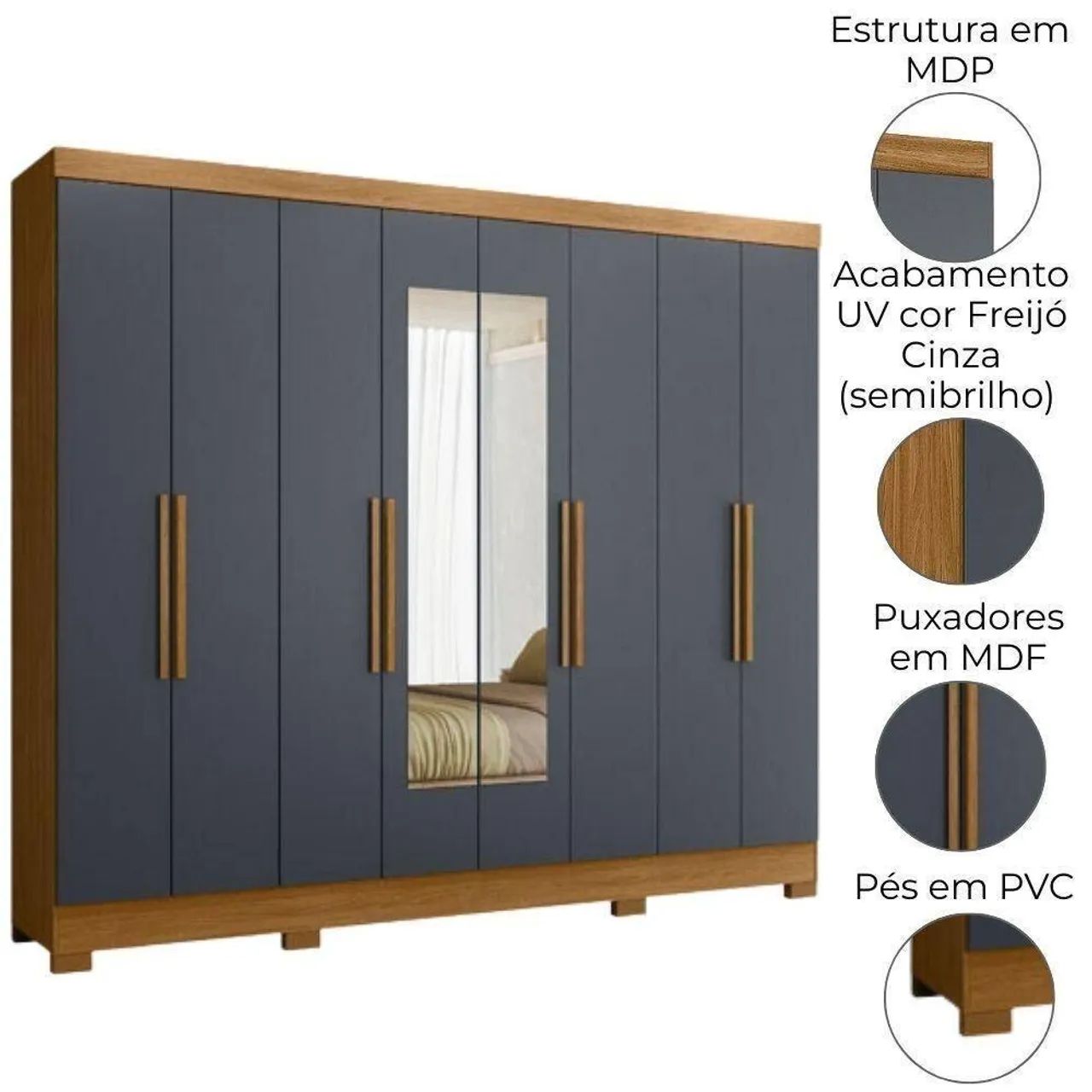Guarda Roupa diplomata com espelho 4 gavetas internas em mega Oferta ! - Foto 3