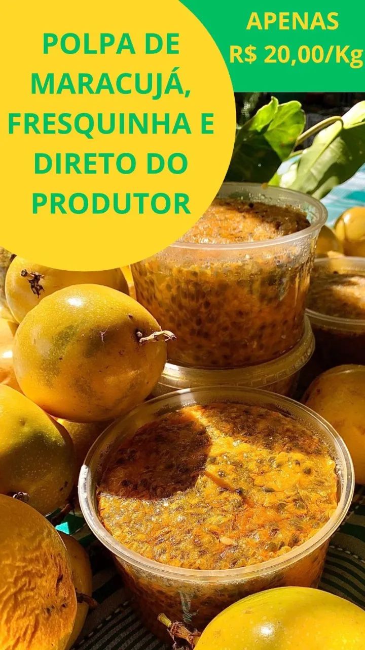 Polpa de maracujá com semente direto do produtor (1kg)