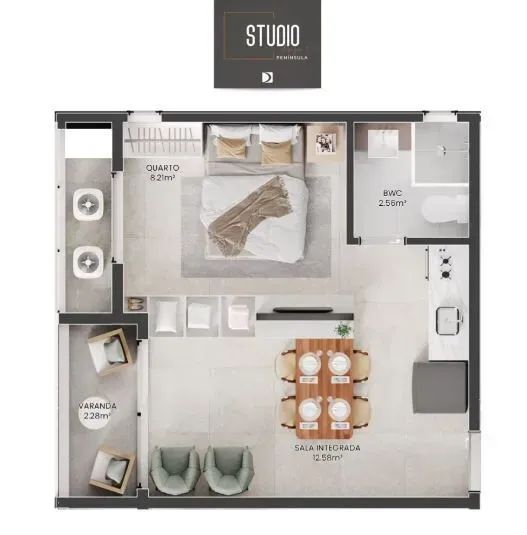 Studio Design 7 - Studio Alto Padrão de 2 suítes com Varanda e Piscina na Península - Foto 5