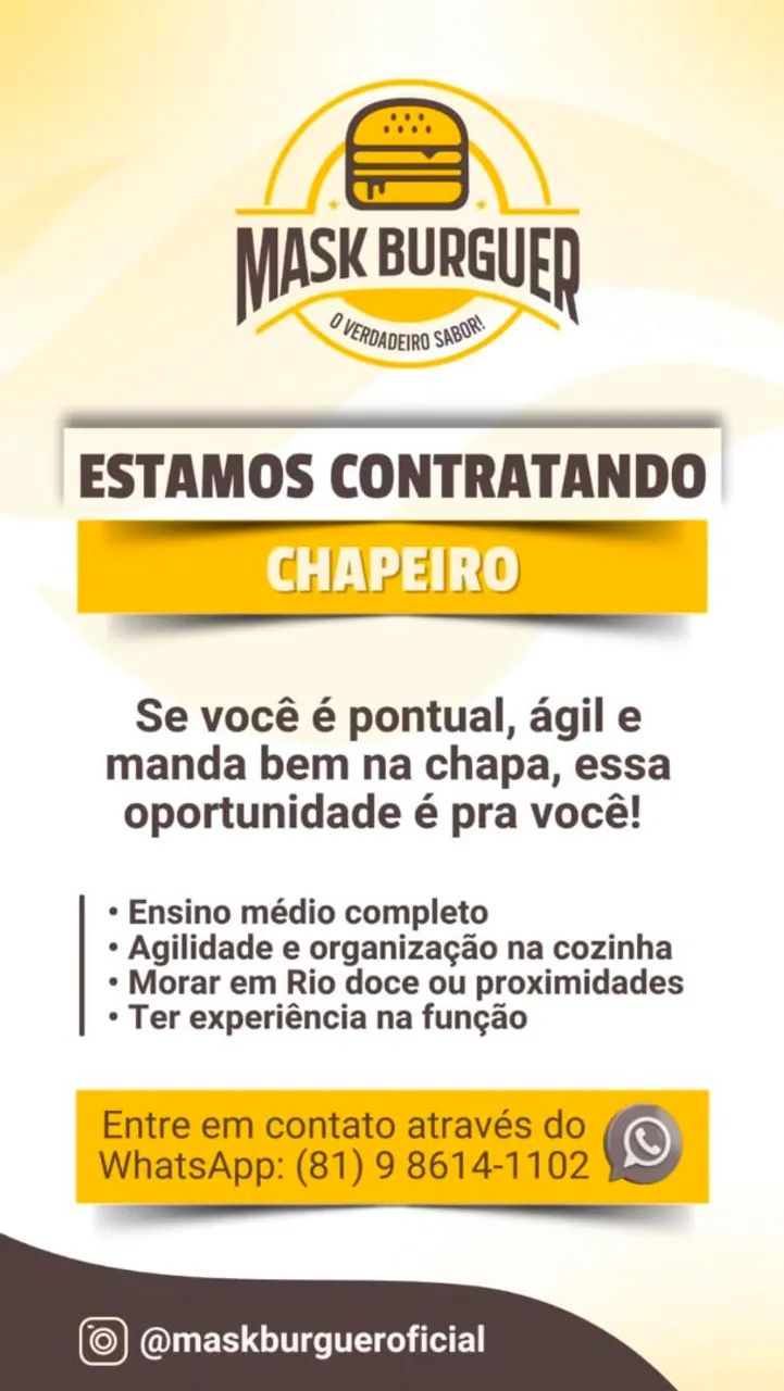 Vaga para chapeiro 