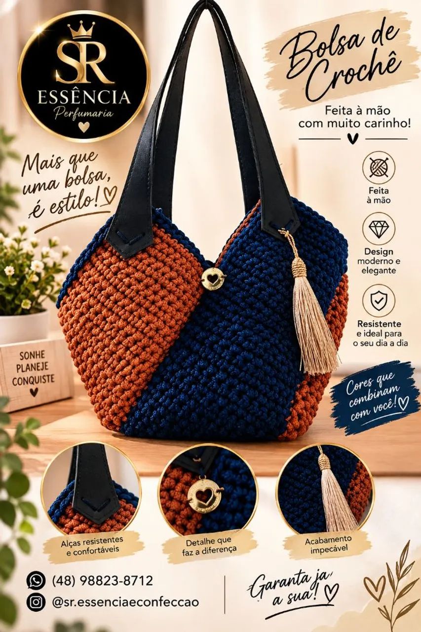 Bolsa de crochê. Em fio náutico 