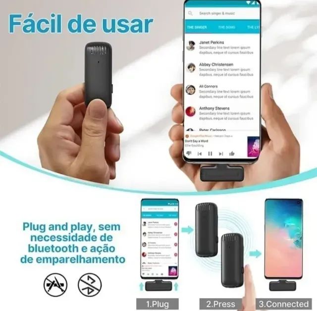 Ulanzi J12 Microfone de Lapela Sem Fio Android Tipo C - 2 Mics - Foto 4