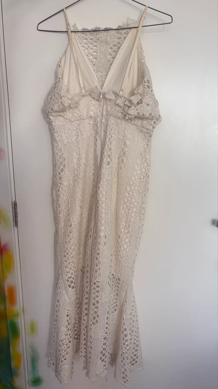 Vestido mídi branco renda - Foto 2