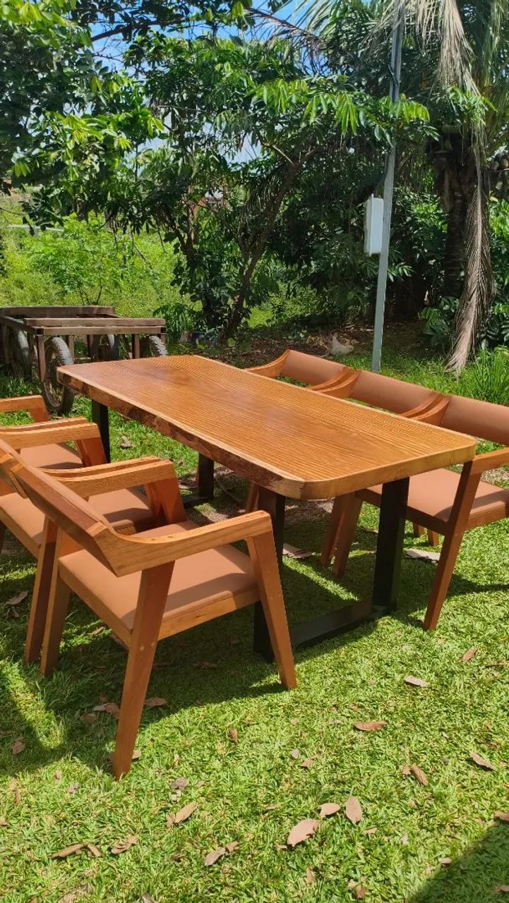 MESA RÚSTICA 2 METROS COM 6 POLTRONAS KATAKANA ACOLCHOADAS  - Foto 4