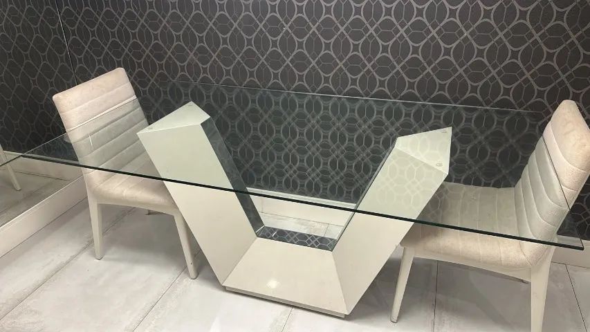 Mesa de jantar Retangular 6 cadeiras Vidro - Foto 4