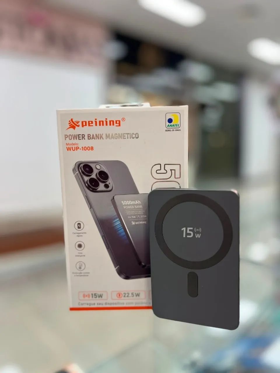 POWER BANK POR INDUÇÃO PEINING 5000mAh WUP-1008