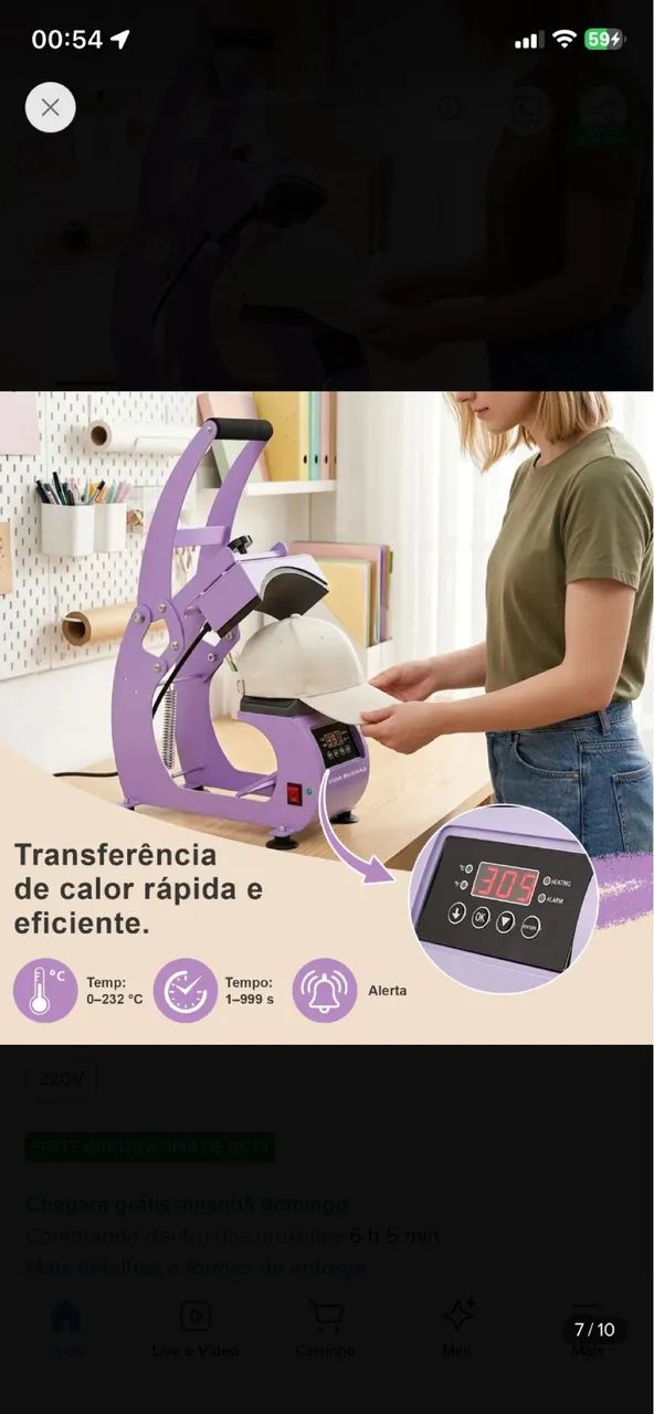 Prensa Térmica para Bonés Sublimação 2 almofadas+luvas térmicas  - Foto 3