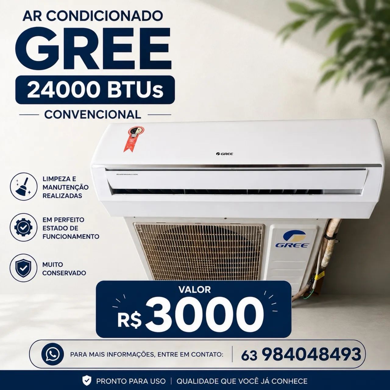Ar Condicionado GREE 24000 BTUs CONVENCIONAL  - Foto 2