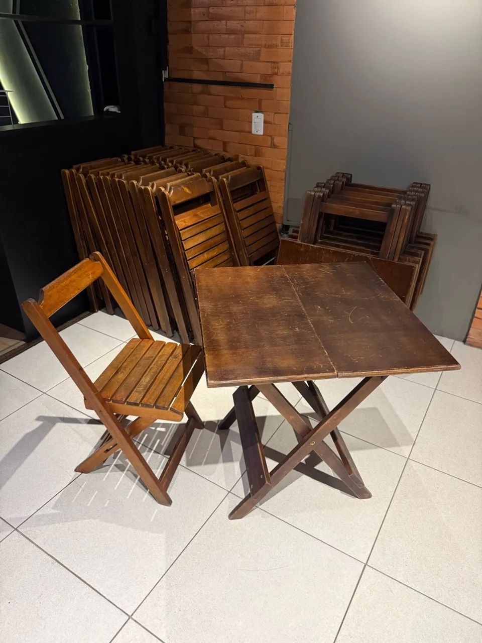 Mesa Bar Lanchonete dobrável madeira