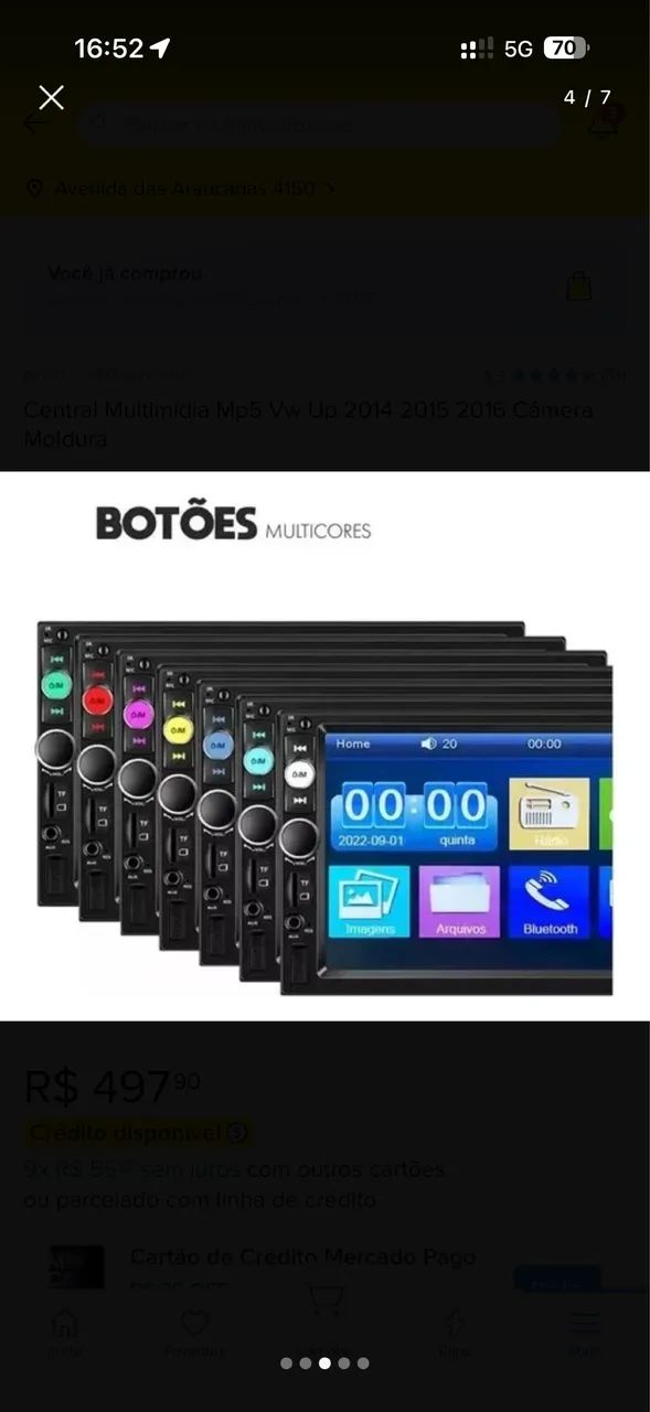 Central Multimídia MP5 VW UP 2014/2015/2016, Câmera e Molduras - Foto 5