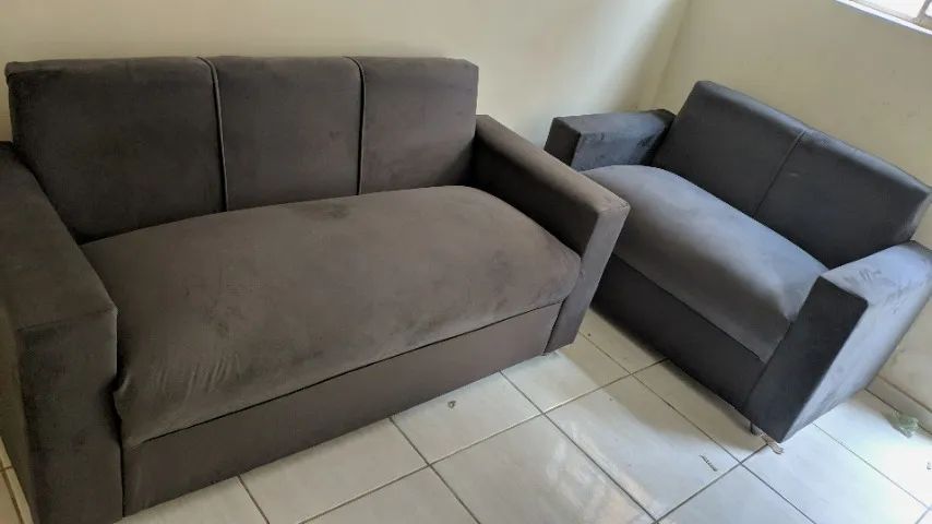 Sofá 2 e 3 assentos Suede D33 De alta qualidade Confortável Promoção - Foto 5