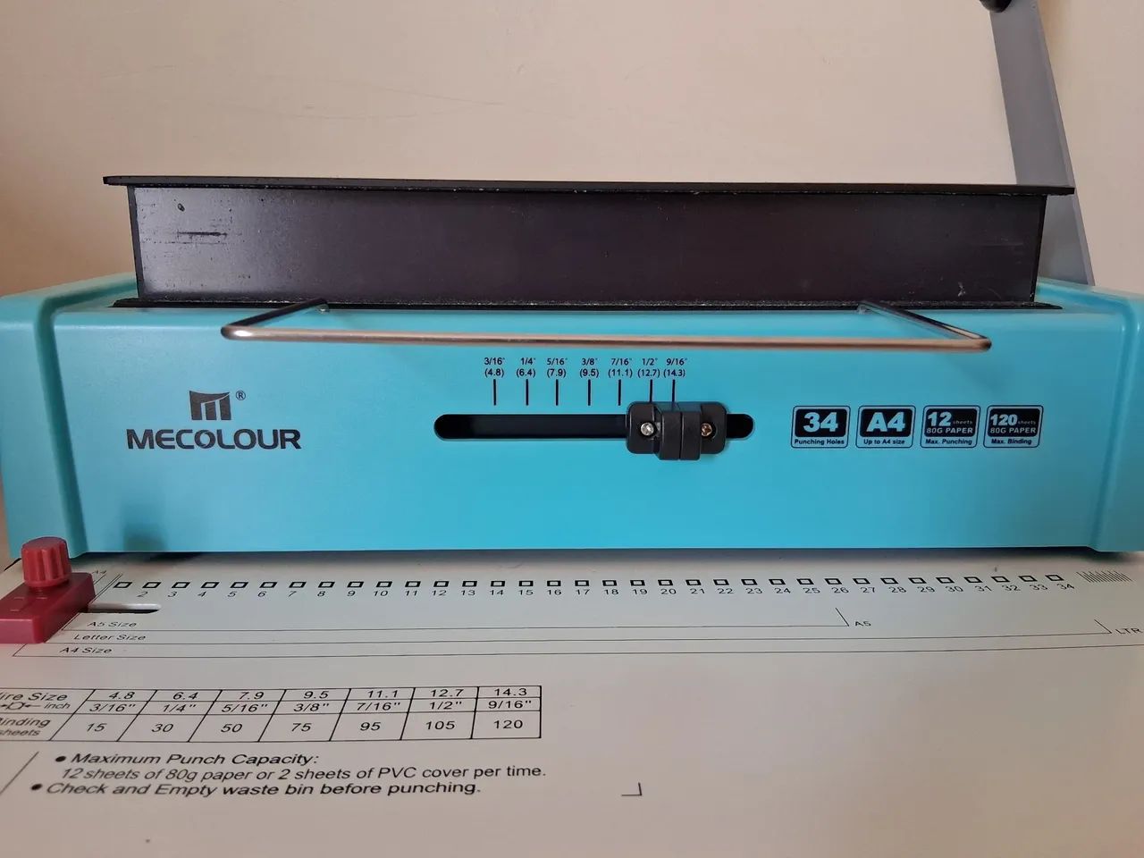 Kit Encadernadora Wire-o 3x1 Mecolour 34 furos Fura 12 folhas + argolas para encadernar - Foto 2