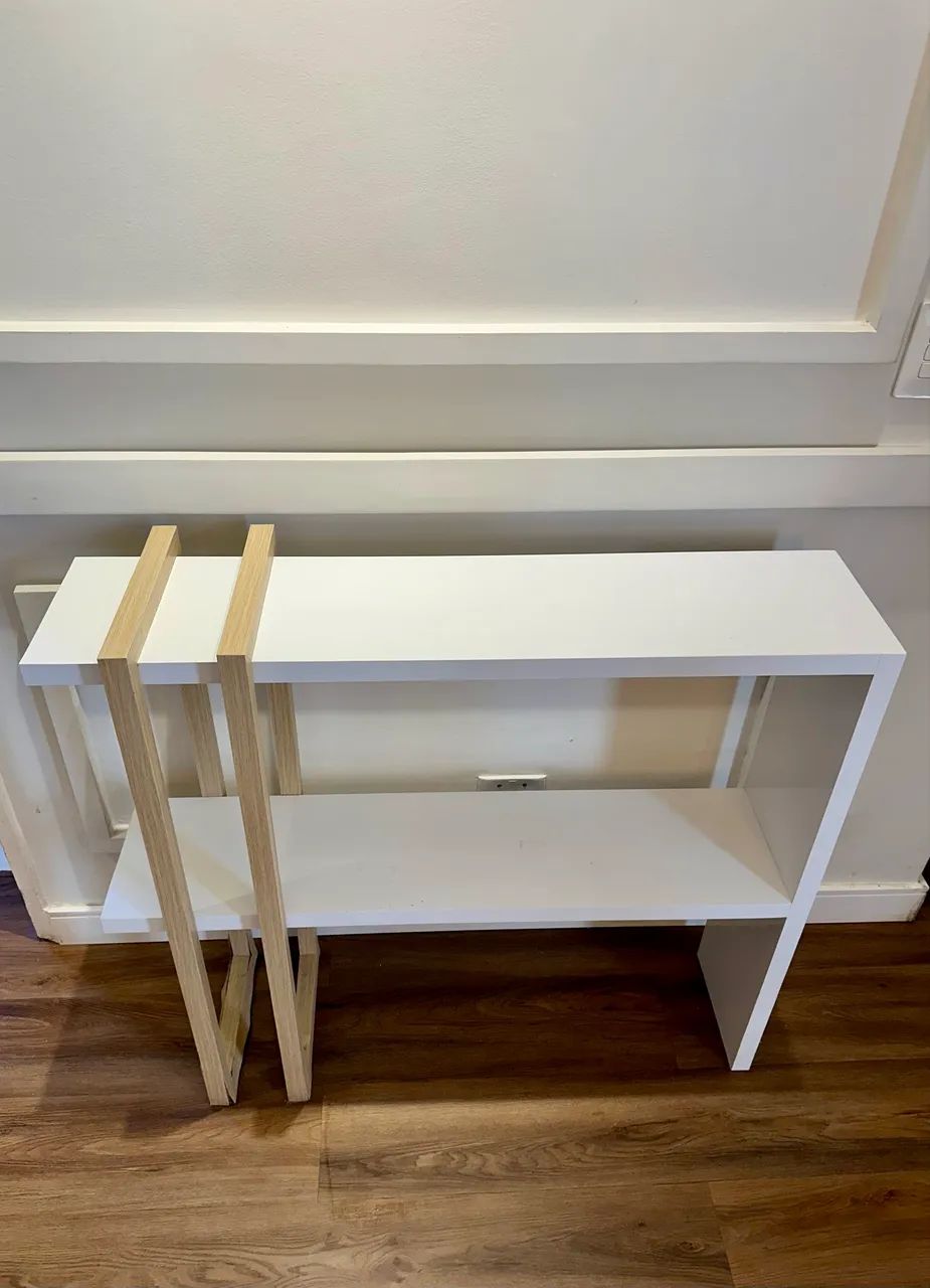 Aparador/Console Moderno - Branco com detalhes amadeirados - Foto 3
