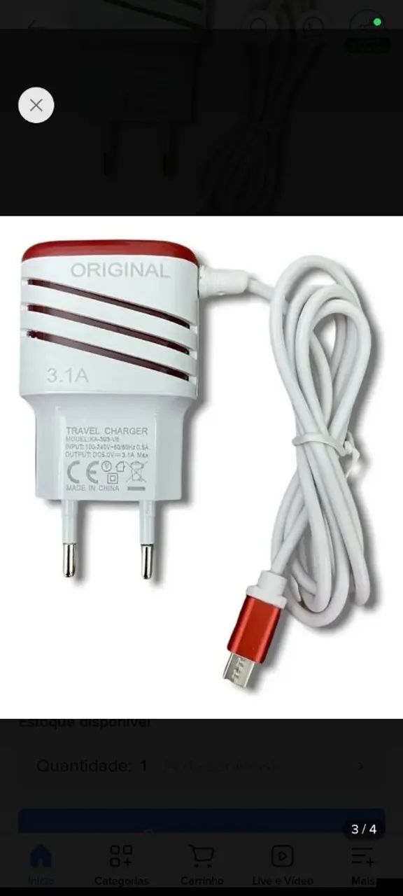 KIT 10 CARREGADOR DE CELULAR SMART - Foto 2