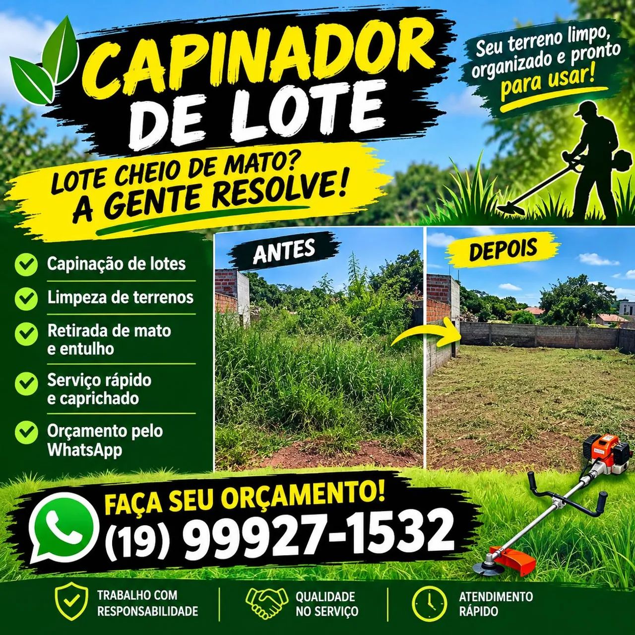 Serviços de limpeza de lote 