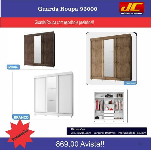 Roupeiro 93000 com espelho e pezinhos de brinde