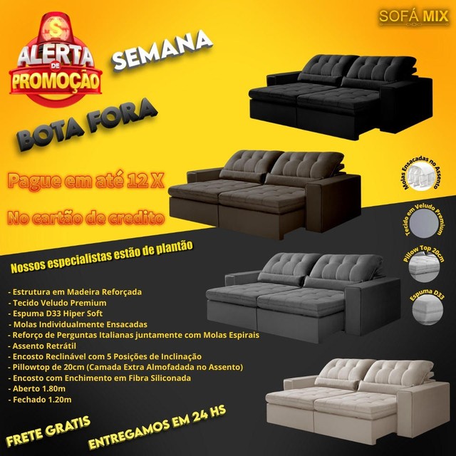 Sofa Retratil Reclinável Maximo Premium 2,10 mts - Móveis - Fazenda  Castelo, Boituva 1018288294 | OLX