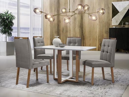 Sala mesa jantar com 4 cadeiras tampo de vidro  - Foto 2