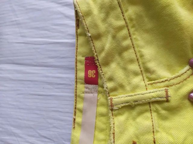 Saia jeans amarela 36 - Foto 2