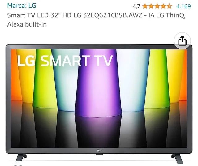 Smart tv LG 32 só 7 meses de uso