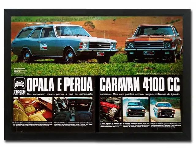 Opala e Caravan 1976, 1978, 1979 - Quadro decorativo com matéria original de revista - Foto 2