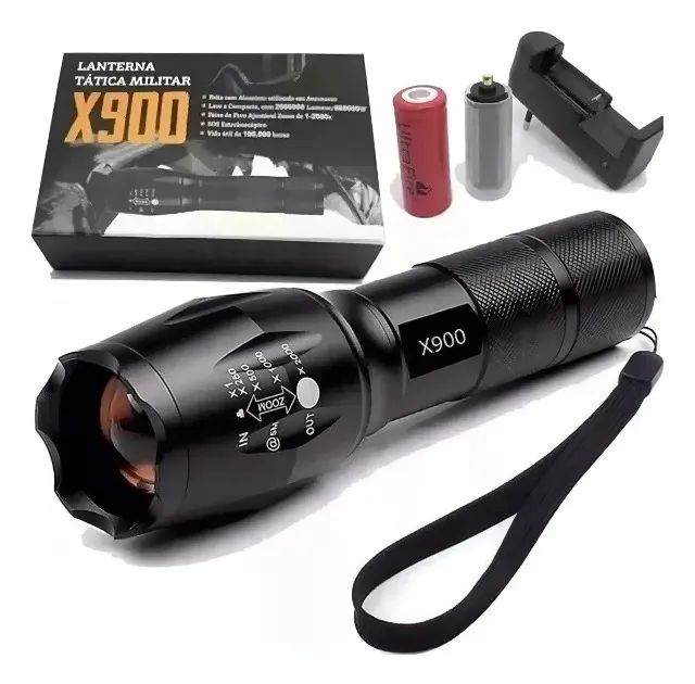 Lanterna Recarregável Tática X900 Led Potente Com Super Zoom - Loja Coimbra Computadores