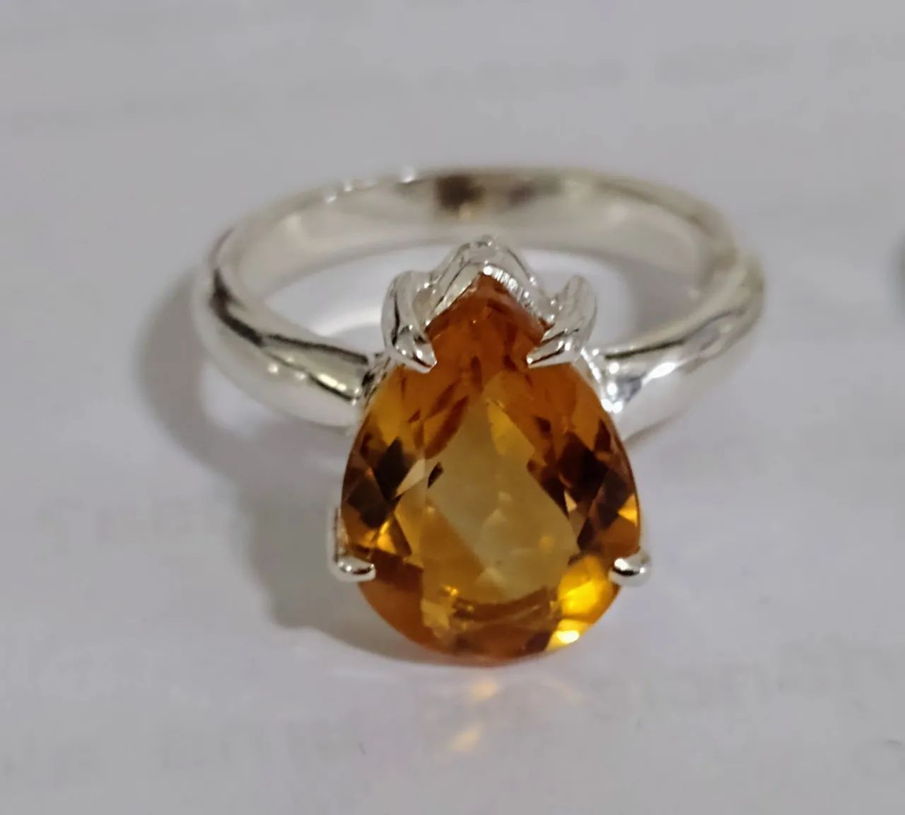 Anel de prata com CITRINO extra gota ou com banho de ouro - Foto 4