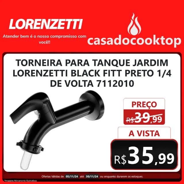 Torneira para Tanque/Jardim Lorenzetti Black Fitt Preto 1/4 de Volta 7112010