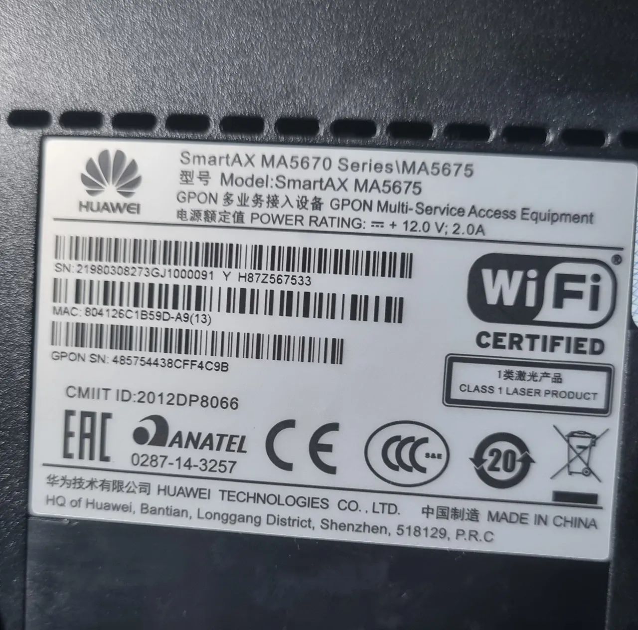 Huawei-modem wifi original ma5675 para internet com fibra.  - Foto 2