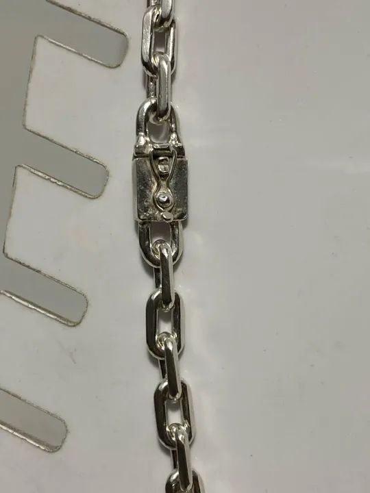 Cordão de prata 925 - 99g cadeado maciço 7mm  60cm fecho gaveta - Foto 2