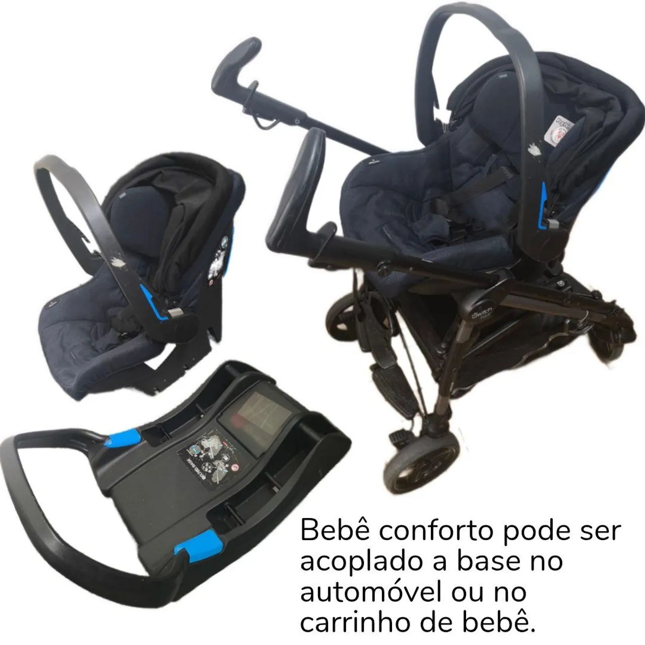 Carrinho bebê conforto c/ base e Moisés peg perego kit 4 x 1 - Foto 4
